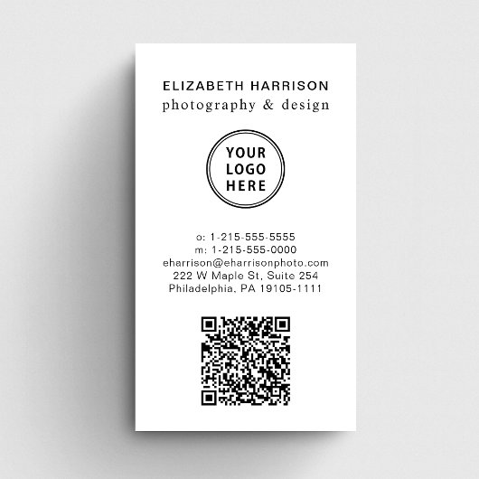 Carte De Visite Logo de code QR photo professionnel