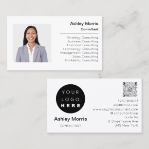 Carte De Visite Logo de code QR Photo Professionnel Entreprise