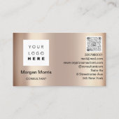 Carte De Visite Logo de code QR Photo Professionnel Société Rose G (Dos)