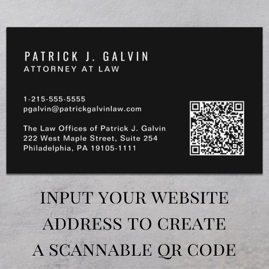 Carte De Visite Logo de code QR professionnel minimal noir