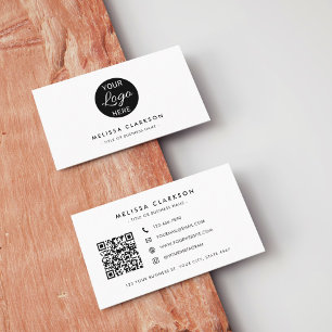 Carte De Visite Logo de code QR professionnel moderne noir et blan