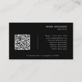 Carte De Visite Logo de code QR professionnel simple noir et blanc (Devant)