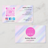 Carte De Visite Logo de code QR rose Médias sociaux en ligne viole (Devant / Derrière)