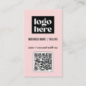 Carte De Visite Logo de code QR rose moderne professionnel (Devant)