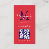 Carte De Visite Logo de code QR scannable Rouge Blanc Bleu (Devant)