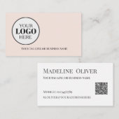 Carte De Visite Logo de code QR simple rose doux (Devant / Derrière)