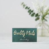 Carte De Visite Logo de code QR turquoise Gold Quality Nail Script (Debout devant)