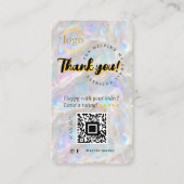 Carte De Visite Logo de code QR unique Iridescente Opal Merci (Devant)