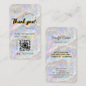 Carte De Visite Logo de code QR unique Iridescente Opal Merci (Devant / Derrière)