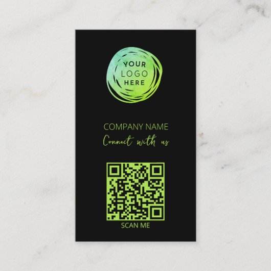 Carte De Visite Logo de code QR Vert fluorescent (Devant)