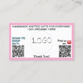 Carte De Visite Logo de codes QR Pink Business 3.5 x 2.0 (Dos)