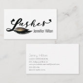 Carte De Visite Logo de coeurs de calligraphie de cils professionn (Devant / Derrière)