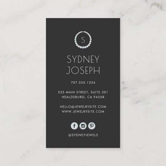 Carte De Visite Logo de collier Monogramme moderne | Design de bij (Dos)