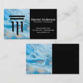 Carte De Visite Logo de colonne | Entreprise | Marbre bleu (Devant / Derrière)