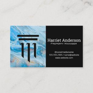 Carte De Visite Logo de colonne   Entreprise   Marbre bleu