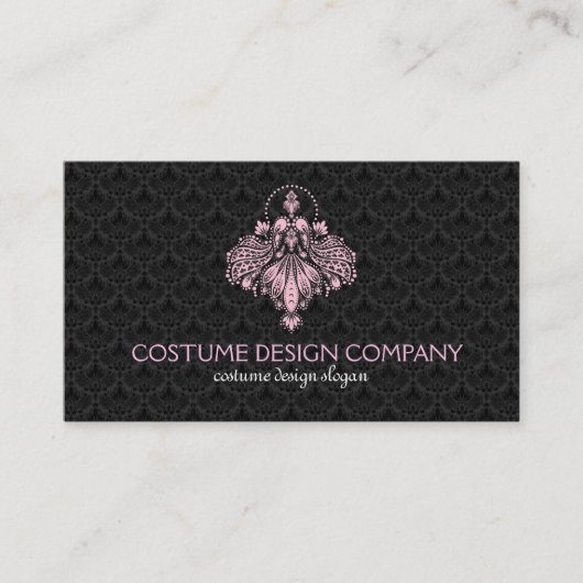 Carte De Visite Logo de conception de costume noir et rose (Devant)