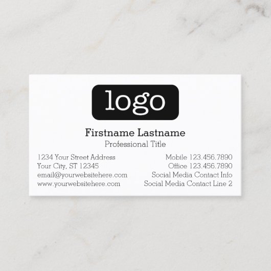 Carte De Visite Logo de conception d'entreprise de base et coordon (Devant)