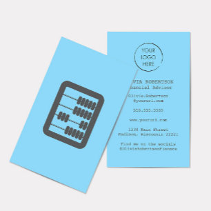 Carte De Visite Logo de conseiller financier Abacus bleu et gris