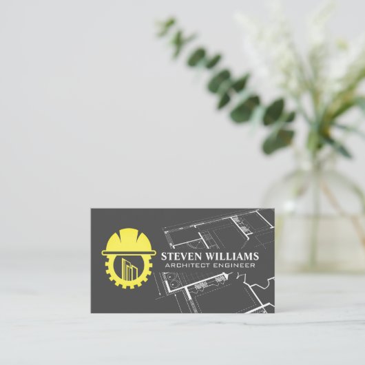 Carte De Visite Logo de constructeur de bâtiments | Plan (Debout devant)