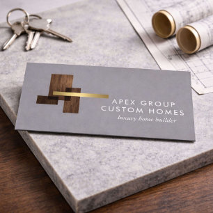 Carte De Visite Logo de constructeur de maison personnalisée Gris