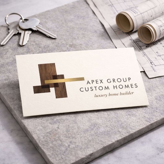 Carte De Visite Logo de constructeur de maisons sur mesure ivoire