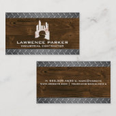 Carte De Visite Logo de construction | Acier à grains de bois (Devant / Derrière)