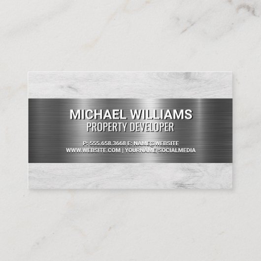 Carte De Visite Logo de construction | Arrière - plan de bois (Dos)