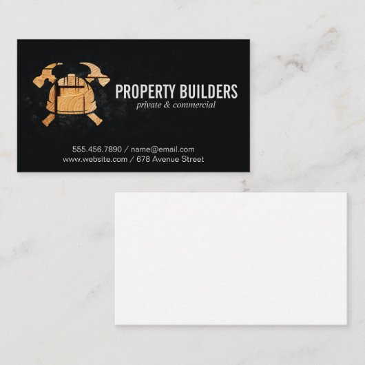 Carte De Visite Logo de construction | Bois | Hammers Hardhat (Devant / Derrière)