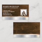 Carte De Visite Logo de construction | Bois métallique (Devant / Derrière)