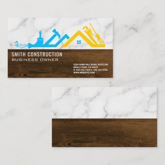 Carte De Visite Logo de construction | Carpentry Handyman (Devant / Derrière)
