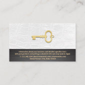 Carte De Visite Logo de construction | Cuir blanc | Clé de squelet (Dos)