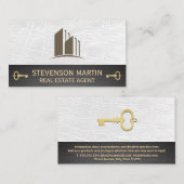 Carte De Visite Logo de construction | Cuir blanc | Clé de squelet (Devant / Derrière)