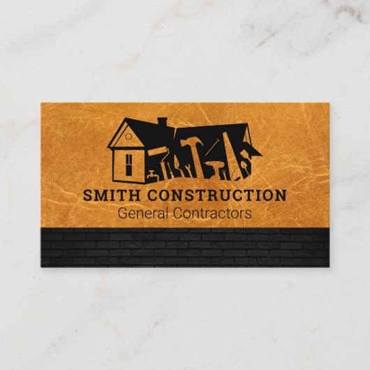 Carte De Visite Logo de construction | Cuir | Brick (Devant)