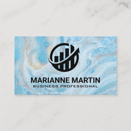 Carte De Visite Logo de construction du graphique à barres | Blue  (Devant)