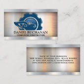 Carte De Visite Logo de Construction Earth Mover | Métal (Devant / Derrière)