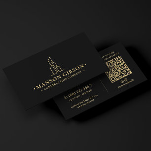 Carte De Visite Logo de construction générale Black Modern