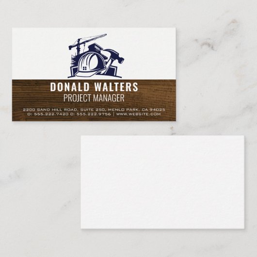Carte De Visite Logo de construction | Grain de bois (Devant / Derrière)