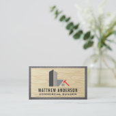 Carte De Visite Logo de construction | Grain de bois | Acier (Debout devant)