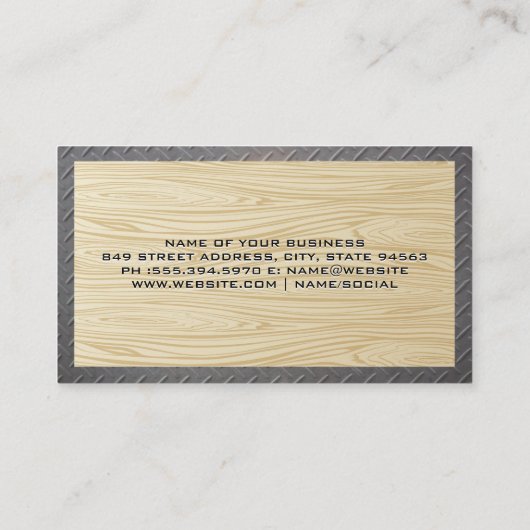 Carte De Visite Logo de construction | Grain de bois | Acier (Dos)