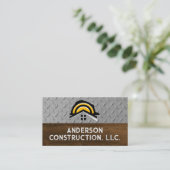 Carte De Visite Logo de construction Hardhat | Bois d'acier (Debout devant)