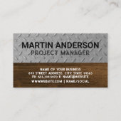 Carte De Visite Logo de construction Hardhat | Bois d'acier (Dos)