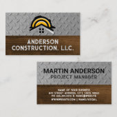Carte De Visite Logo de construction Hardhat | Bois d'acier (Devant / Derrière)