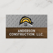 Carte De Visite Logo de construction Hardhat | Bois d'acier (Devant)