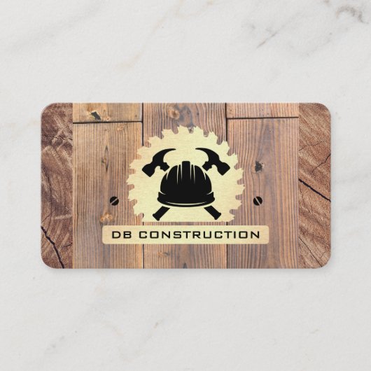 Carte De Visite Logo de construction | Métal de bois scié (Devant)