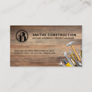 Carte De Visite Logo de construction   Outils main   Arrière - pla