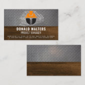 Carte De Visite Logo de construction | Plan directeur | Acier | Bo (Devant / Derrière)