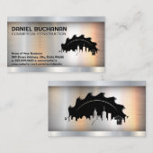 Carte De Visite Logo de Construction Saw City | Métallique (Devant / Derrière)