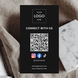 Carte De Visite Logo de consultant moderne code QR noir
