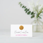 Carte De Visite Logo de cookie éditable | Boulangerie rose blanc (Debout devant)