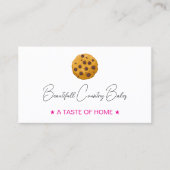 Carte De Visite Logo de cookie éditable | Boulangerie rose blanc (Devant)